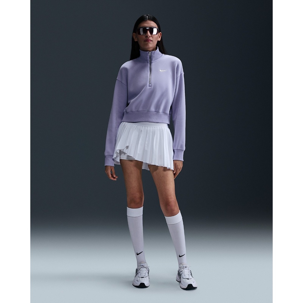 Nike Phoenix Fleece Cropped Half Zip Sweatshirt Womens Large Purple DQ5767 533 - Picture 2 of 6